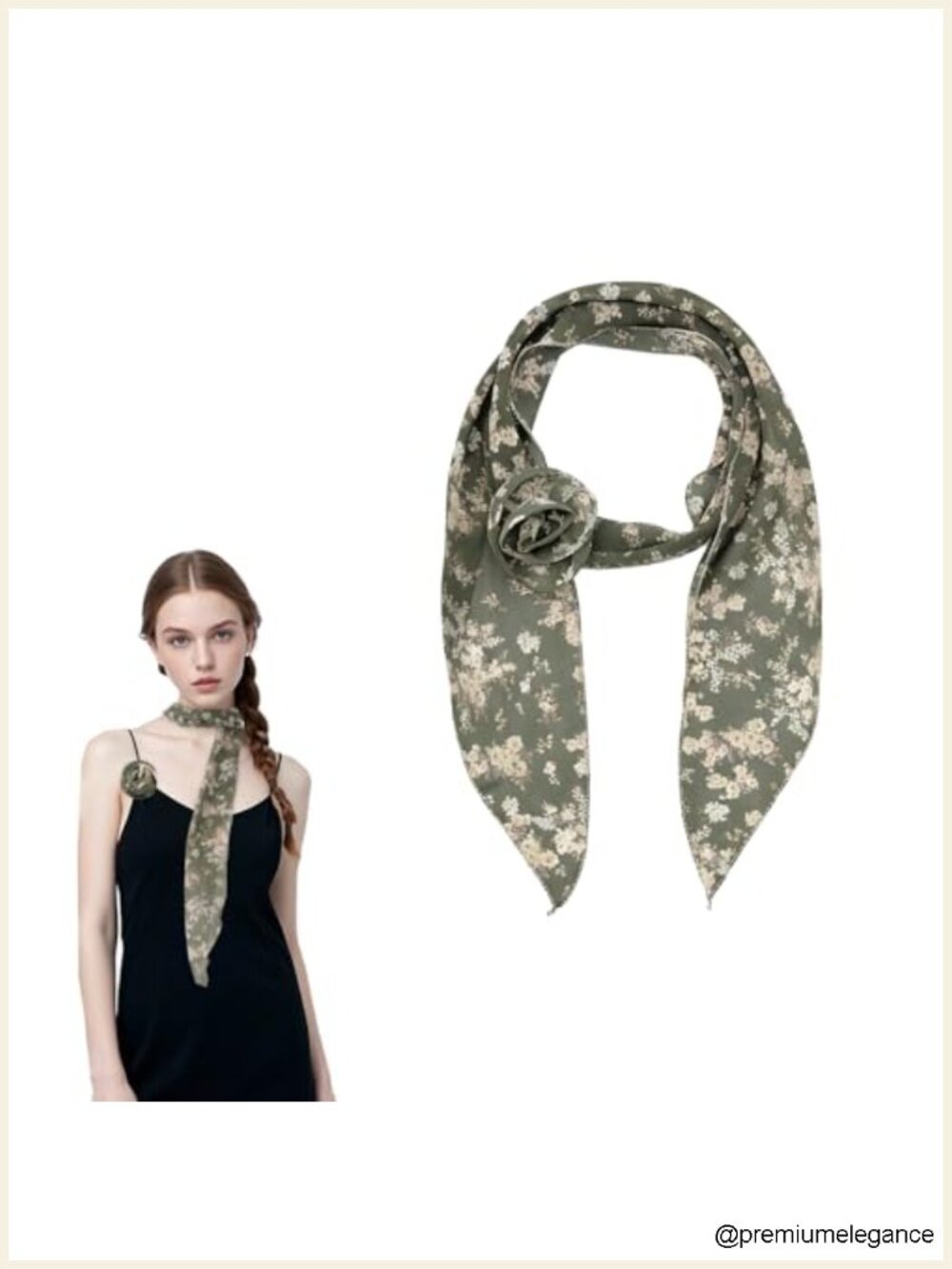 Women's Floral Polyester Scarf, Versatile Hair Scarf for Party Daily